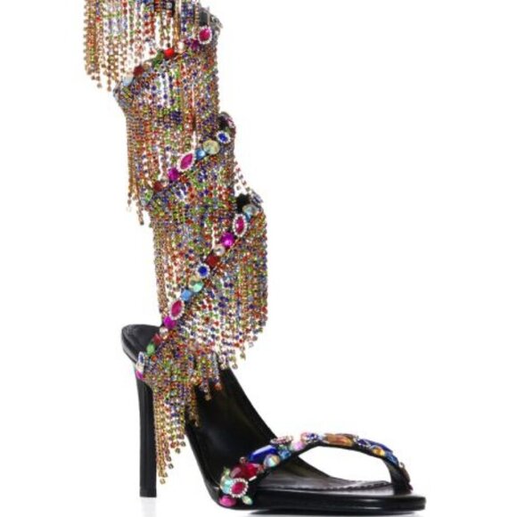 AZALEA WANG " CASCADED GEMS " EMBELLISHED SANDAL IN MULTI (BRAND NEW!!!!!!!!!!!! - Picture 4 of 7